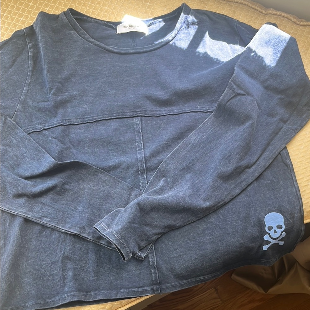 Soul Cycle Blue Long Sleeve Top with Skull Design